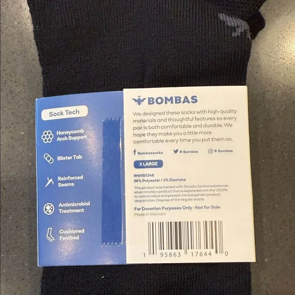 Bombas unisex Black Athletic Socks XL 4 pr